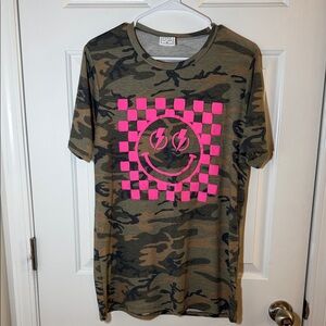 Camo Shirt with Pink Graphic